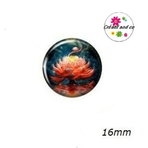 X2 cabochons fleur de nénuphar 16mm