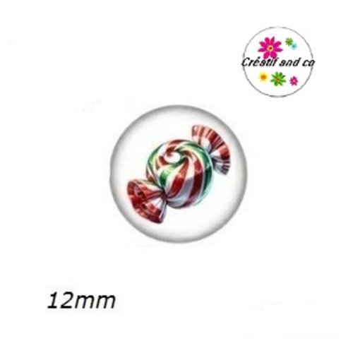 X2 cabochons bonbon de noël 12mm