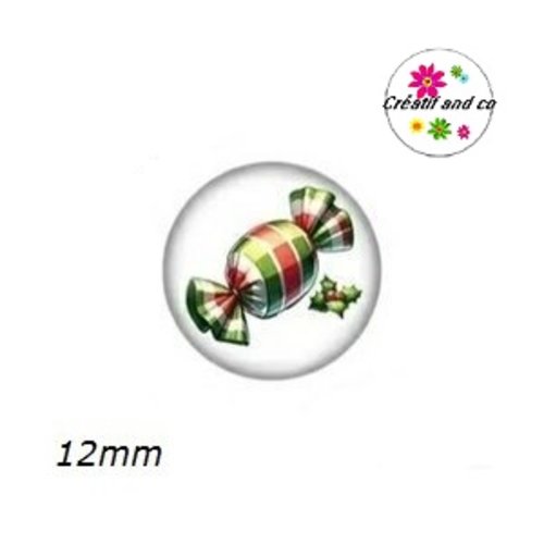 X2 cabochons bonbon de noël 12mm