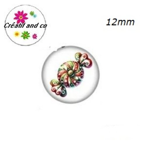 X2 cabochons bonbon de noël 12mm