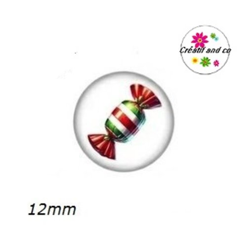 X2 cabochons bonbon de noël 12mm