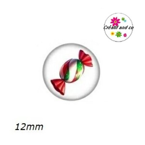 X2 cabochons bonbon de noël 12mm
