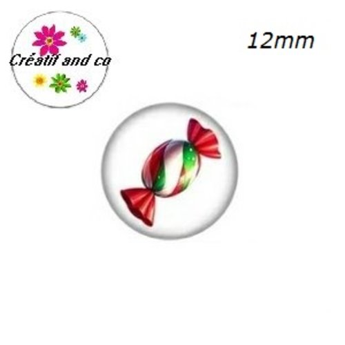 X2 cabochons bonbon de noël 12mm