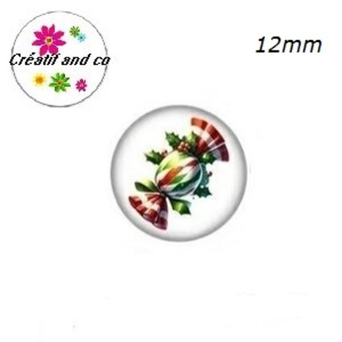 X2 cabochons bonbon de noël 12mm