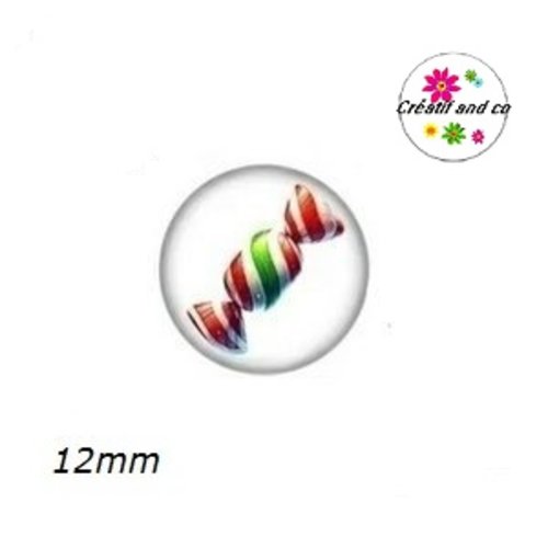 X2 cabochons bonbon de noël 12mm