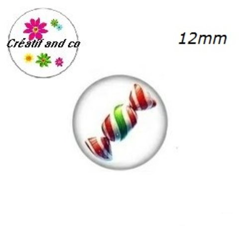 X2 cabochons bonbon de noël 12mm
