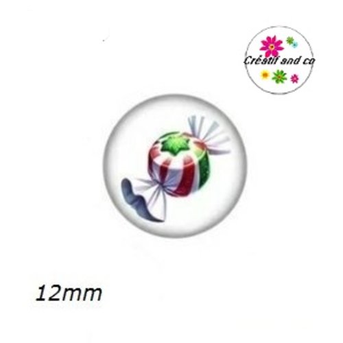 X2 cabochons bonbon de noël 12mm