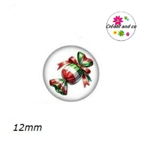 X2 cabochons bonbon de noël 12mm