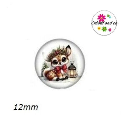 X2 cabochons petit faon noël 12mm