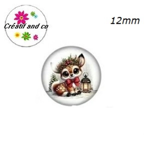 X2 cabochons petit faon noël 12mm