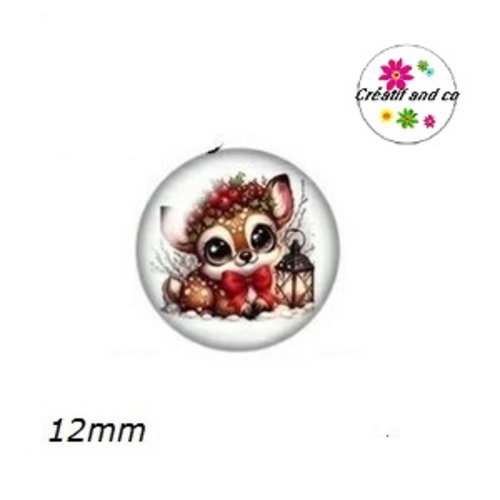 X2 cabochons petit faon noël 12mm