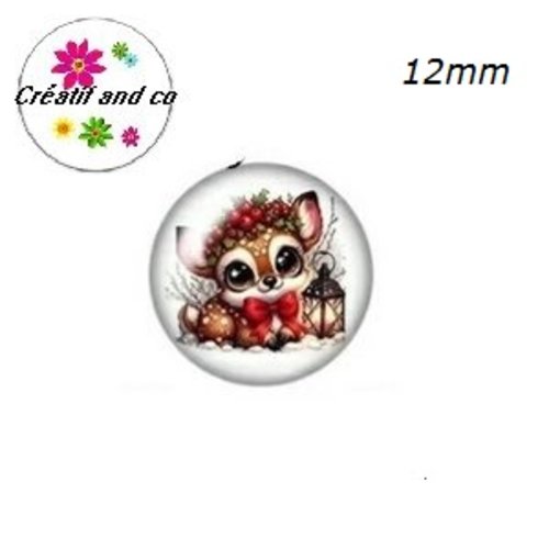 X2 cabochons petit faon noël 12mm