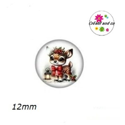 X2 cabochons petit faon noël 12mm