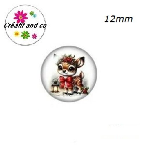 X2 cabochons petit faon noël 12mm