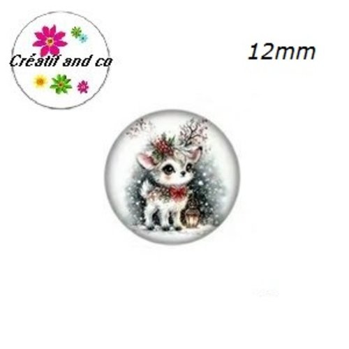 X2 cabochons petit faon noël 12mm
