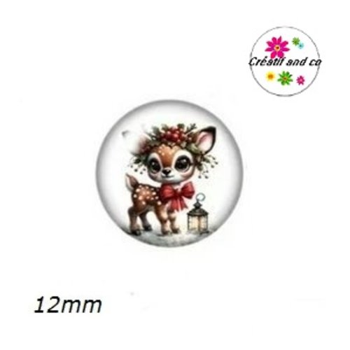 X2 cabochons petit faon noël 12mm