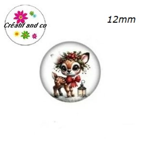 X2 cabochons petit faon noël 12mm