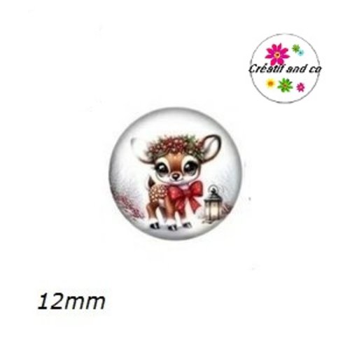 X2 cabochons petit faon noël 12mm