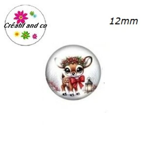 X2 cabochons petit faon noël 12mm