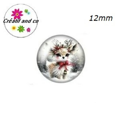 X2 cabochons petit faon noël 12mm