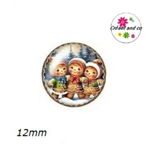 X2 cabochons pain d'épice de noël 12mm