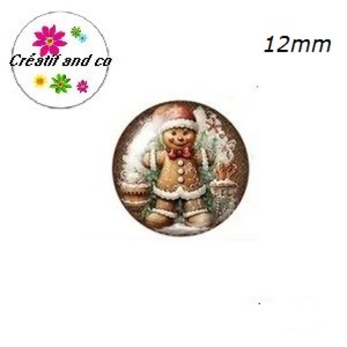 X2 cabochons pain d'épice de noël 12mm