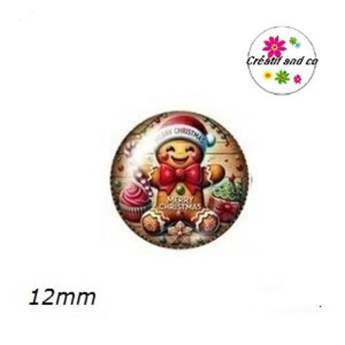 X2 cabochons pain d'épice de noël 12mm