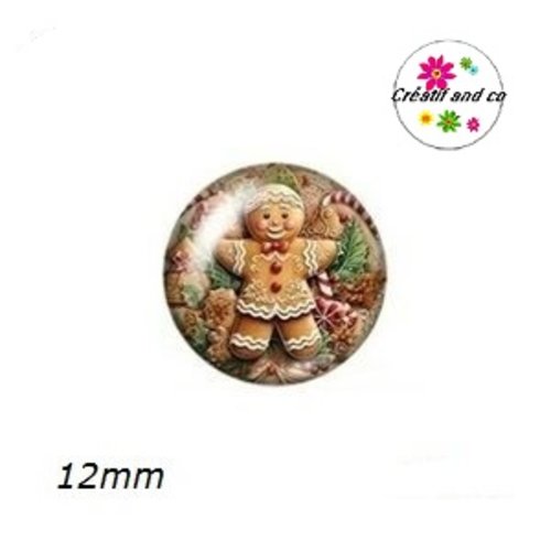 X2 cabochons pain d'épice de noël 12mm