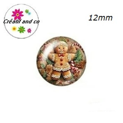X2 cabochons pain d'épice de noël 12mm
