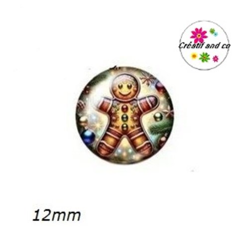 X2 cabochons pain d'épice de noël 12mm