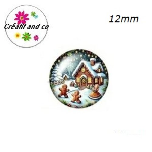 X2 cabochons pain d'épice de noël 12mm
