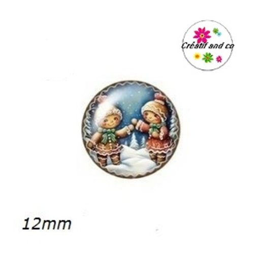 X2 cabochons pain d'épice de noël 12mm
