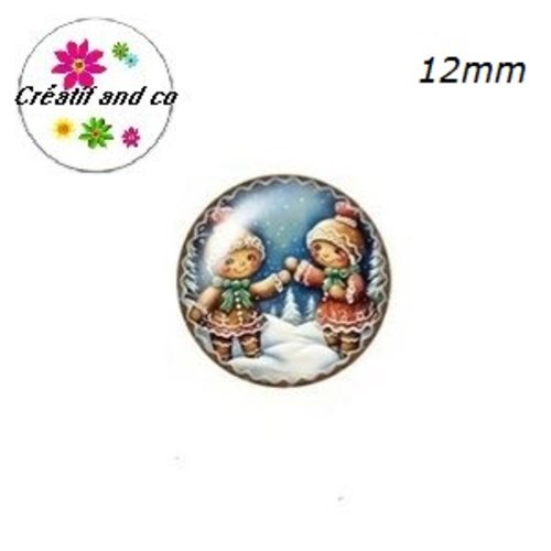 X2 cabochons pain d'épice de noël 12mm