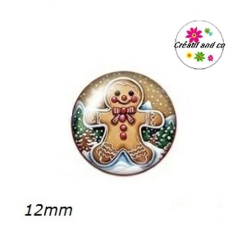 X2 cabochons pain d'épice de noël 12mm