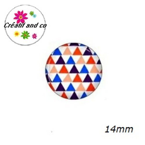 X2 cabochons motif triangles 14mm