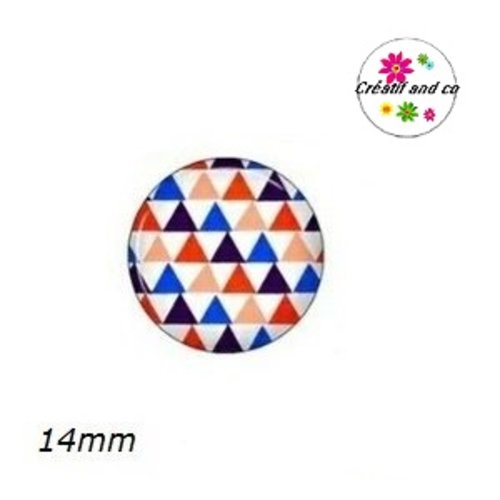 X2 cabochons motif triangles 14mm