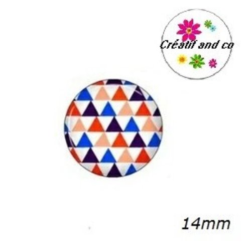 X2 cabochons motif triangles 14mm
