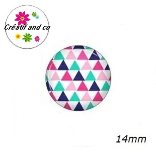 X2 cabochons motif triangles 14mm