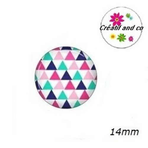 X2 cabochons motif triangles 14mm