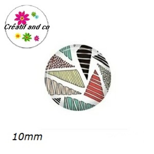 X2 cabochons motif géométrique 10mm