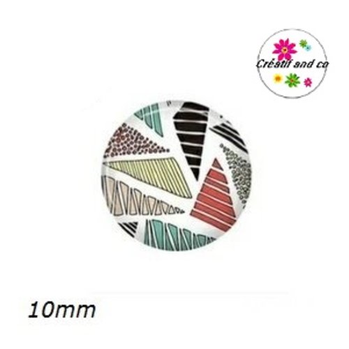 X2 cabochons motif géométrique 10mm