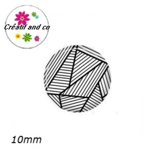 X2 cabochons motif géométrique 10mm