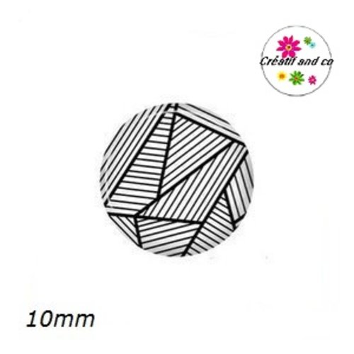 X2 cabochons motif géométrique 10mm