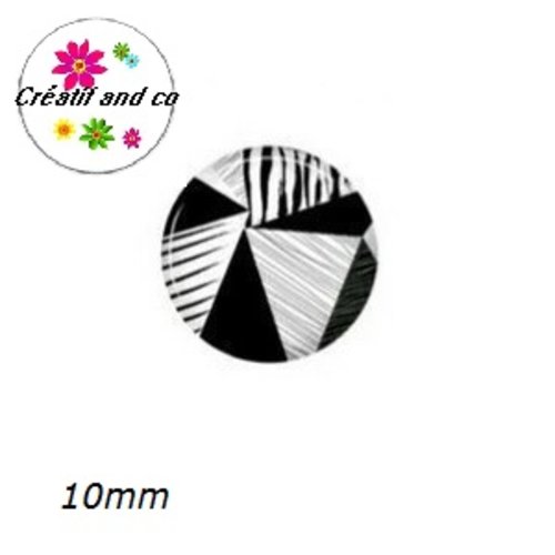 X2 cabochons motif géométrique 10mm