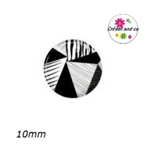 X2 cabochons motif géométrique 10mm