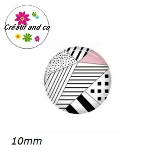 X2 cabochons motif géométrique 10mm