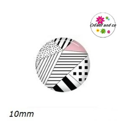 X2 cabochons motif géométrique 10mm