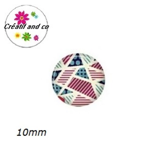 X2 cabochons motif géométrique 10mm
