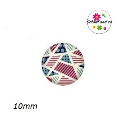 X2 cabochons motif géométrique 10mm