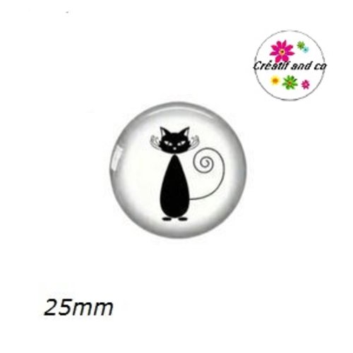 Cabochon chat noir 25mm